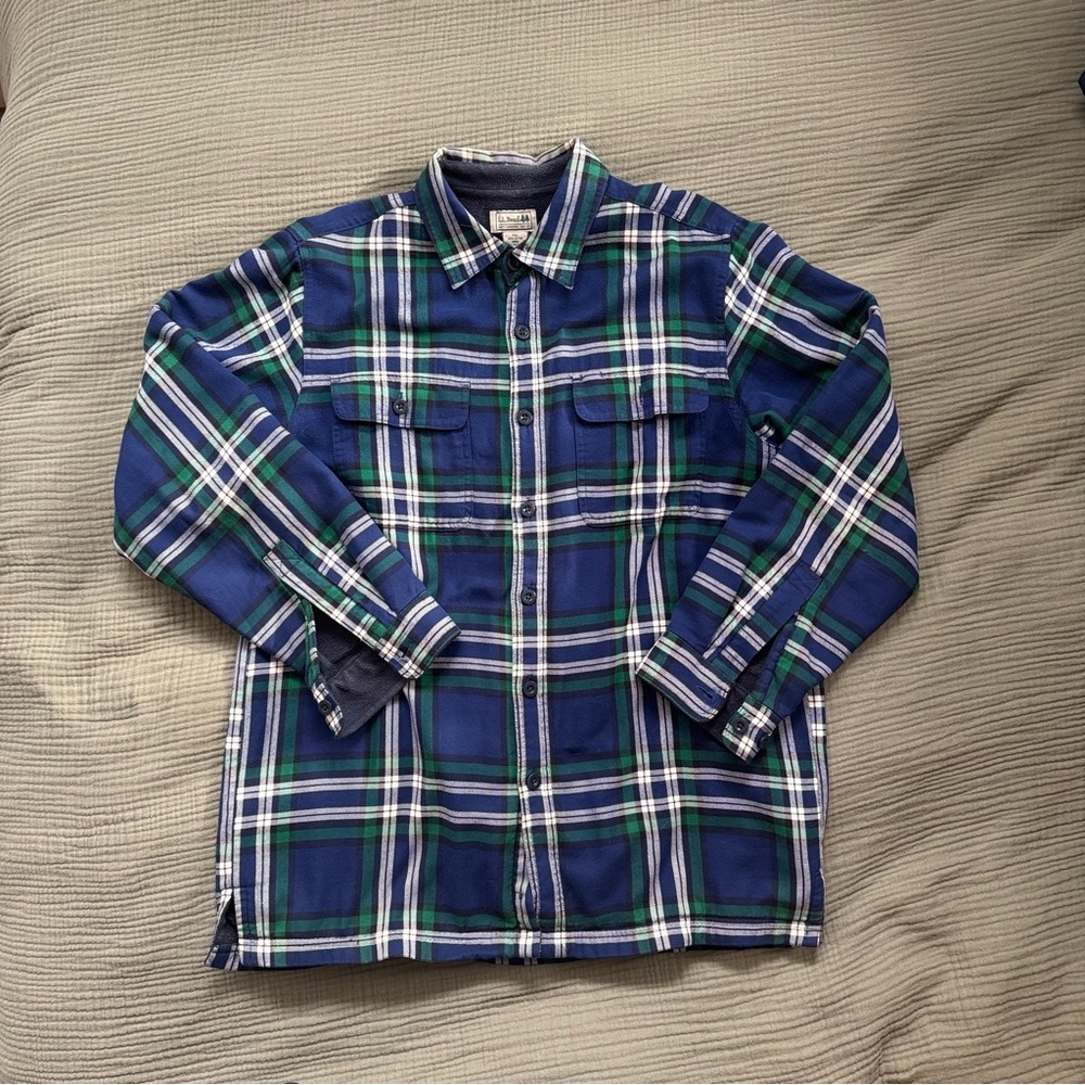 Vintage LL Bean Men’s Fleece Lined Flannel Shirt Jacket - XL